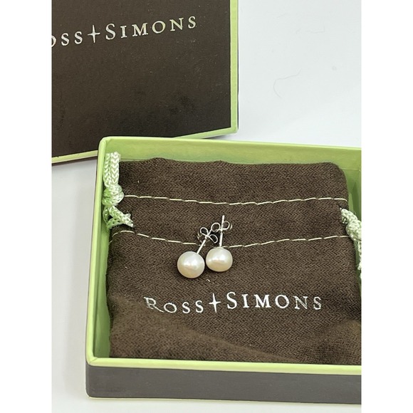 Ross-Simons Jewelry - Ross Simons‎ Sterling Silver Freshwater Pearls Stud Earrings & Box 7-7.5 MM 925